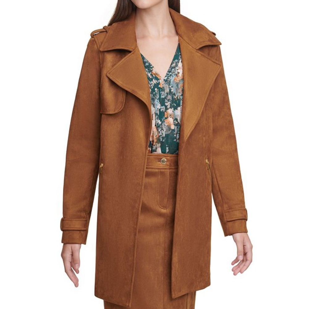 NWT Calvin Klein faux suede trench coat